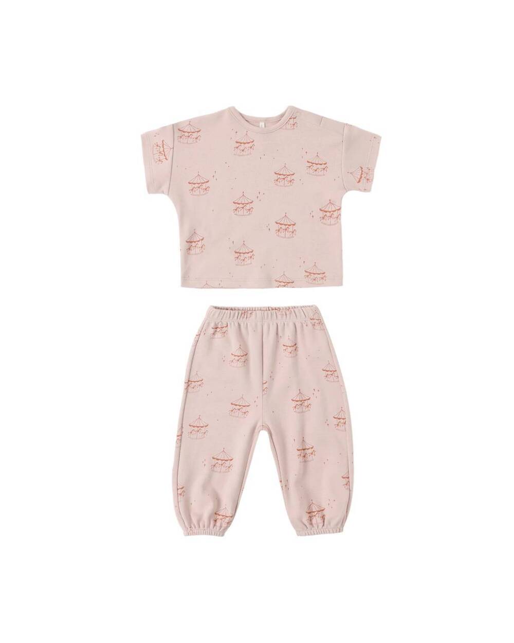 NEW QUINCY MAE baby girls jersey tee + pant set in carousel
